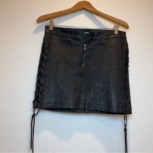 Hudson Lex Lace Up 100% Lambskin Leather Miniskirt size 27